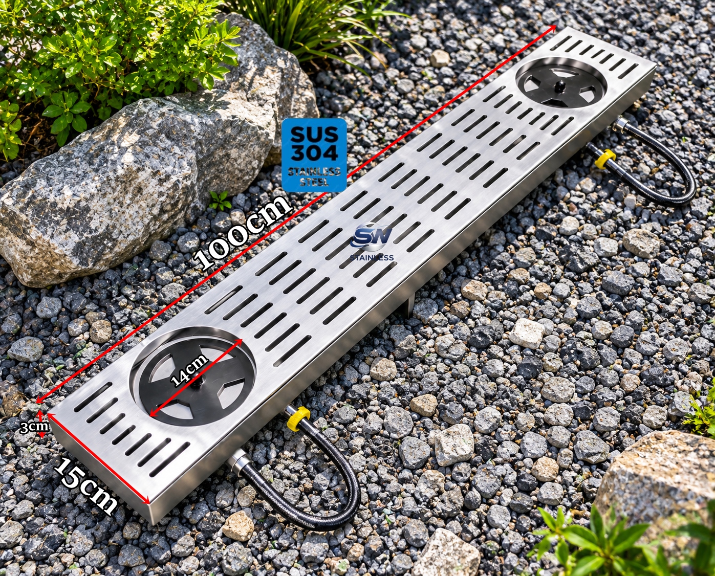เครื่องล้างแก้ว cap rinser รุ่น2หัวล้าง กว้าง15cm ยาว100cm sus304